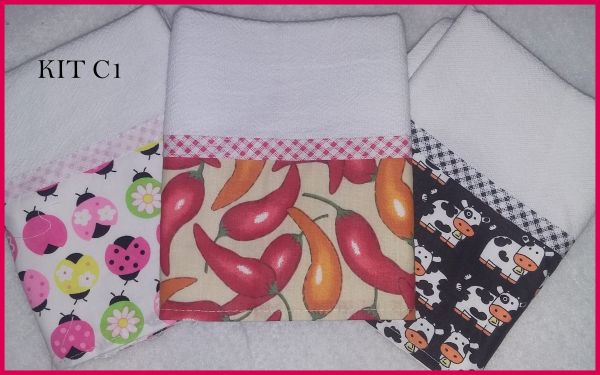 kit com 3 panos de prato
